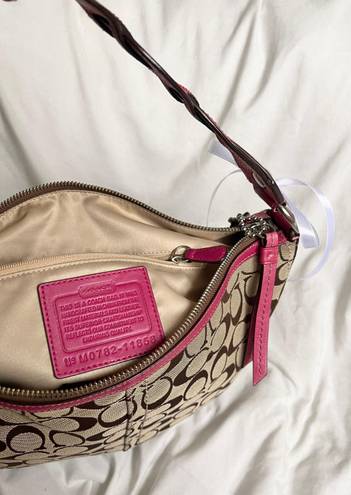 Coach Vintage  boho bag in signature canvas & pink leather