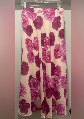 Krass&co VTG 90s NYCC New York Clothing . Pink Roses Floral Patterned Maxi Skirt - M