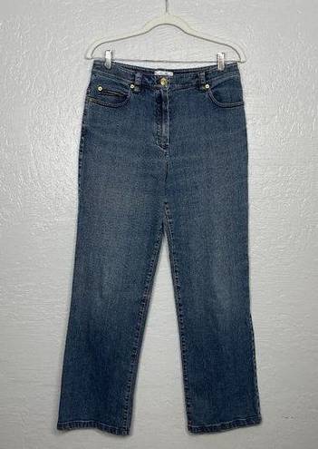 St. John  Sport Women 8 Medium Wash Denim Straight Cut Jeans Stretch High Waisted