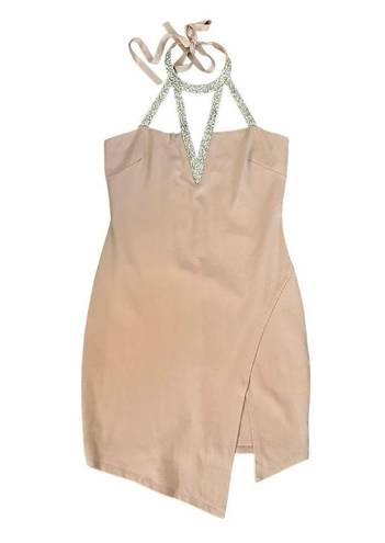 Charlotte Russe  Rose Cocktail Dress with metallic decorative halter. Size Large