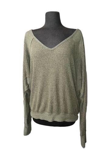 We The Free Free People Santa Clara Thermal Shirt Top Long Sleeve Green size L