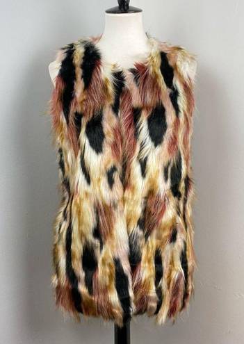 Romeo + Juliet Couture  Multi-Colored Long Faux Fur Vest Small $240