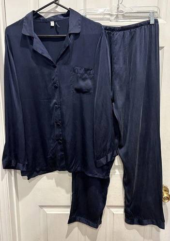 Mulberry Lilysilk 22 Momme Trimmed women Silk Pajamas Set Navy Blue  Silk Size 12