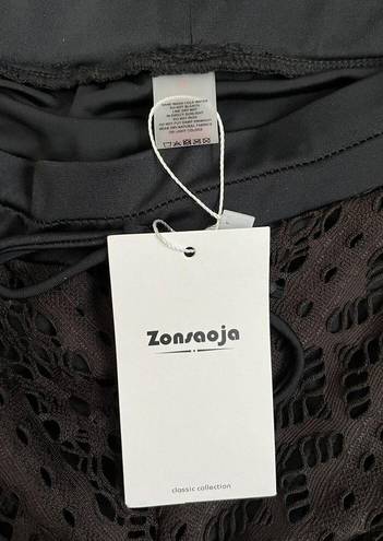 Women's Swim Shorts Zonsaoja Size Small Black Lace Over Swim Bottoms NWT