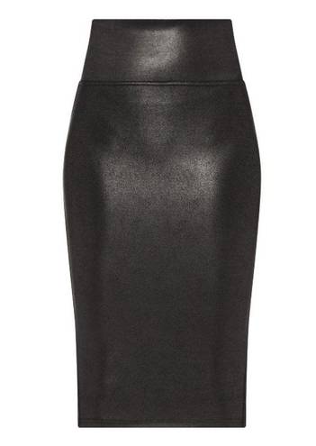 Spanx Faux Leather Pencil Skirt Very Black Shiny Stretchy Shapewear Edgy Moto XL