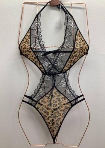 One Piece Leopard  lingerie with back and neck tie New With Tags