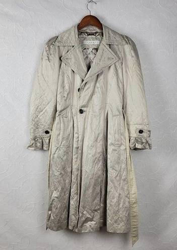 Laundry by Shelli Segal  Womens Trench Coat Size M Cream Sheen Belted Quilt Lined