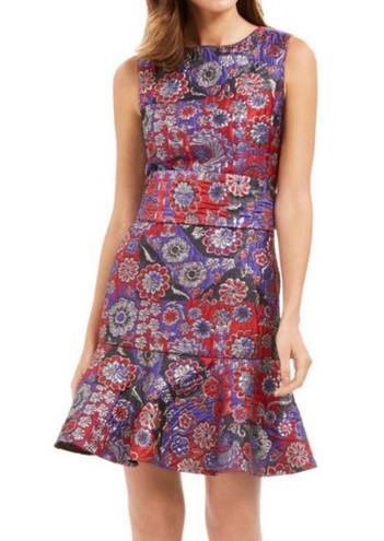 Natori Synthetic Floral Patchwork Jacquard Obi Dress in Violet