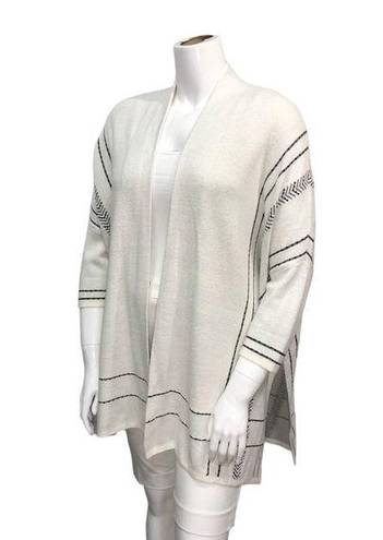 Chico's  Size L XL White Beaded Boho Poncho Oversized Sweater Top Dolman Sleeves