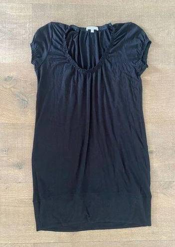 Vince  black cap sleeve ruched scoop neck dress lbd