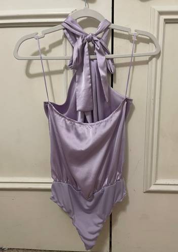 indie collection Purple halter silk cutout bodysuit