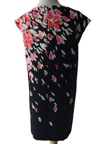 Loft ANN TAYLOR LADIES CAP SLEEVE BLACK FLORAL LIKE PATTERN DRESS EUC S