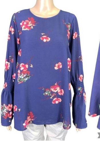 Isabel Maternity  Womens Floral Bell Sleeve Pullover Blouse Tunic Top XS Like New