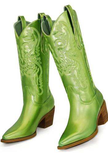 Lime Green Metallic Cowgirl boots Size 9