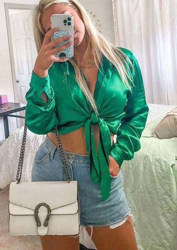 Nasty Gal Kelly Green Silk Top