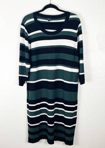 Torrid  Striped Ribbed Knit High Neck Long Sleeves Bodycon Midi Dress, Size 3X