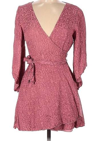 Finders Keepers  Pink Leopard Print Wrap Dress