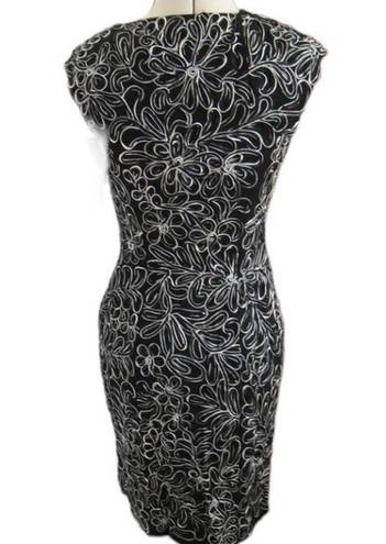 Sue Wong  Black and White Ribbon Swirl Dress Size 4