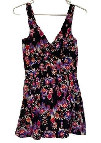 Maxine of Hollywood  Geometric Black Purple Pink Swimdress Size 14 EUC #S-285