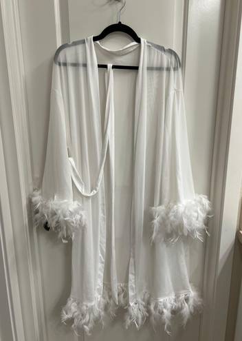 Feather Robe White Size M