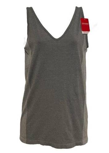 Spanx  Laid Back Layers Non-Shaping Ribbed Gray Tank Top XL NWT