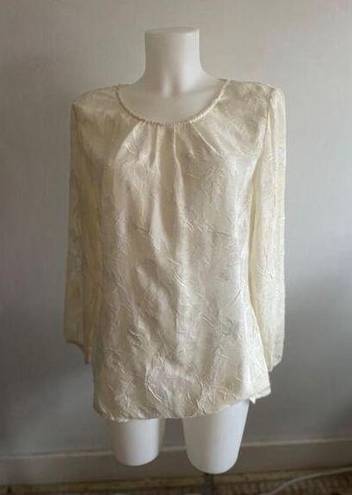 J.Jill Women's  Ivory Embroidered Blouse Size M EUC Like New