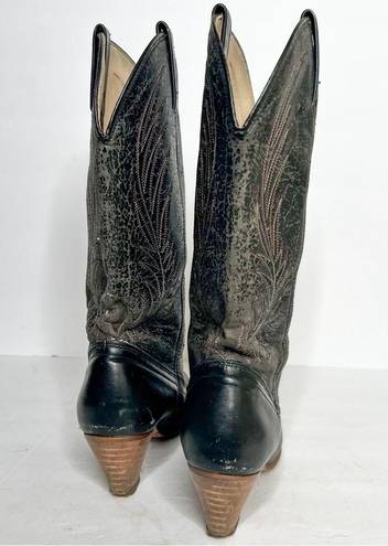 Dingo Vintage  Black Cowgirl Boots Silver Toe Size 6 Women’s