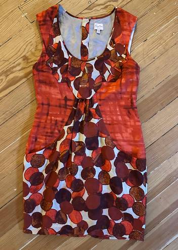 Tracy Reese retro mid-century orange circle print cap sleeve silk sheath dress -6  Gently used in very good condition.  New York size women’s 6. 100% silk.