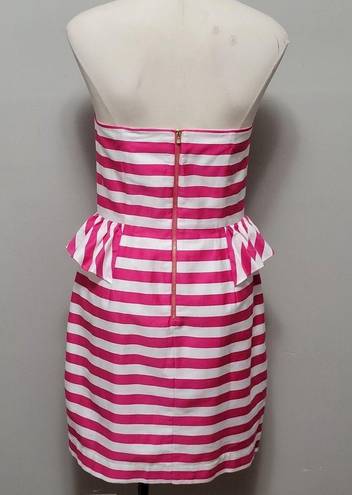 Lilly Pulitzer  Maybell Pink/White Short Barbiecore Stripe Strapless Dress Size 8