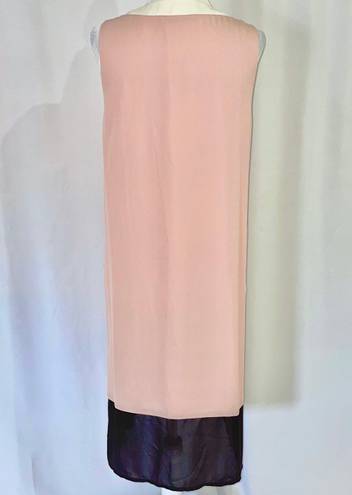 Doe & Rae New  Color Block Side Snap Dress Sleeveless V-Neck Shift Pink Black