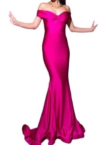 Jessica Angel  Off The Shoulder Mermaid Gown Fuchsia Pink Size XS NWT