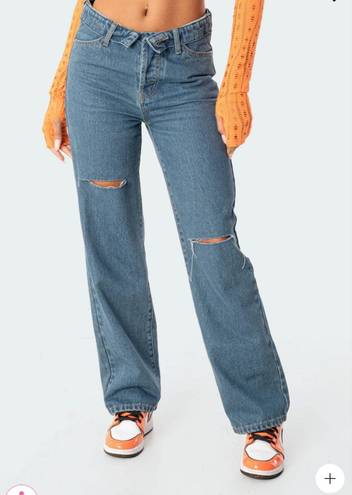 Edikted Low-Rise Fold Over Jeans 