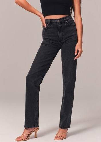 Abercrombie & Fitch  The 90’s Straight Ultra High Rise Black Denim Jeans