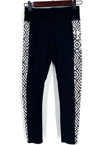 Gottex  Women's Workout Pants Size Small Leggings Black White Phone Pocket Side c