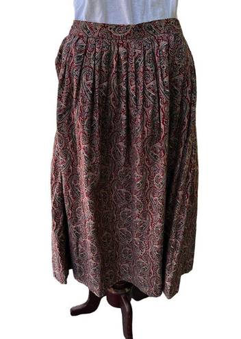 J.Crew  Maroon Paisley 80s Midi Skirt Medium