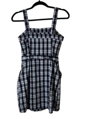 Hollister Size S Plaid Belted Waist Mini Dress Black White Academia Y2K Preppy