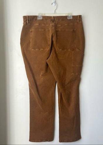 Good American  Good Boy Carpenter Split Hem Bronze Brown Boyfriend Jeans 16