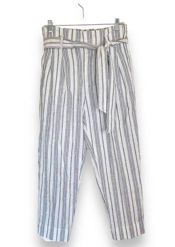 Madewell  Linen-Cotton Paperbag Pants in Dark Baltic Stripe Size 4 Beachy Summer