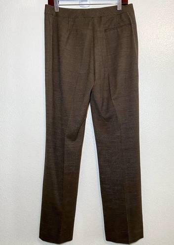 Lafayette 148  Trouser Pants Wool Blend Wide Leg Bootcut Mid-Rise Striped Brown 8