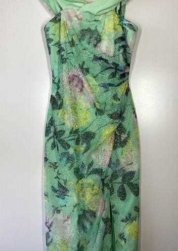 Monique Lhuillier ML  Allie Floral print off the shoulder Lace Midi dress Size 2