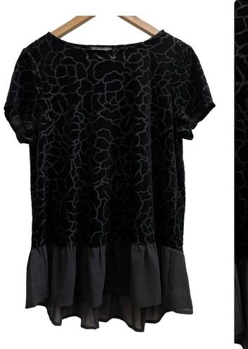 Adrianna Papell NWT  Black Velvet Peplum Top Size Large