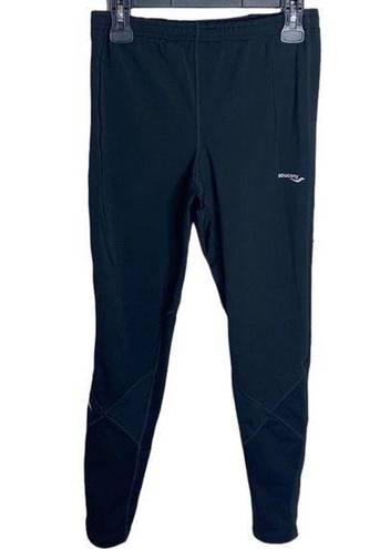 Saucony  fleece lined zip calf outdoor running leggings tights in black size S