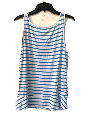 Draper James  Womens Blue White Striped Scoop Neck Tank Top Stretch Size Large