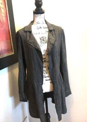 J.Jill  Wool Linen Cardigan Open Front Belt Black Small Workwear Wool Linen