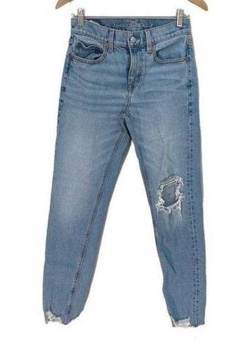 American Eagle  Womens Stretch Distressed Jeans Cutoff Denim Light Wash Blue 2