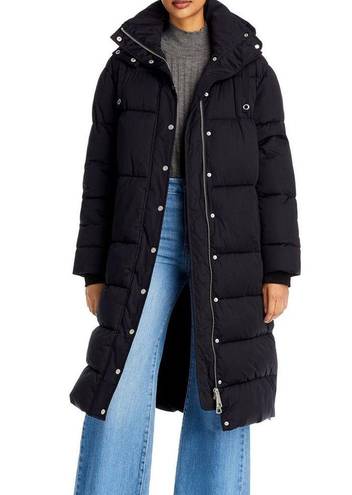 AQUA  Puffer Trench Coat, Hooded Quilted Jacket in Black, Size M New w/Tag $298