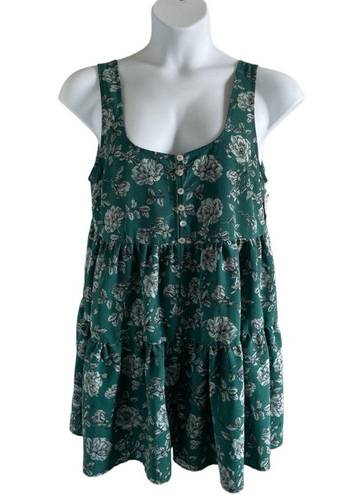 Urban Outfitters Cindy Tiered Ruffle Romper Green Sz Lg