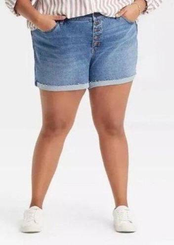 Ava & Viv  Shorts Denim Jean Mid-Rise Midi 4” Rolled Cuff Button Fly Sz 22W NWT