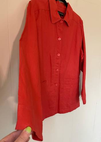 Moda Sun  NEW linen blend button up shirt jacket salmon colored women’s size L