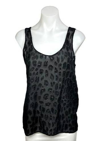 Equipment  $158 Kaylen Black Silk Animal Leopard Print Sleeveless Tank Top Sz XS